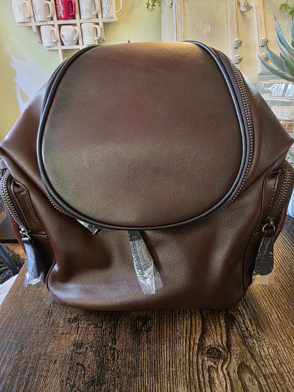 Classic Brown Unisex Leather Backpack - Sleek Everyday Carry